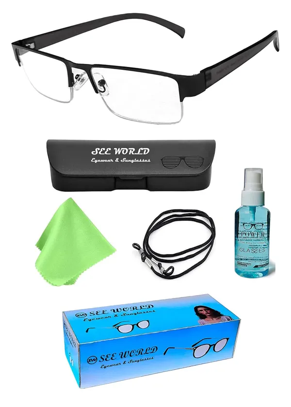 Black_Half_Rim_Metal_Frame_Reading_Eyeglasses_With_Cover,_Lens_Cleaning_Spray,_Cleaning_Cloth_&_Hanging_Dori