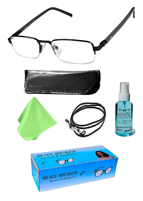 See_World_-_BLACK_Half_Rim_Metal_Frame_Reading_Eyeglasses_With_Spring_Hinges,_Soft_Cover,_Lens_Cleaning_Spray,_Cleaning_Cloth_&_Hanging_Dori