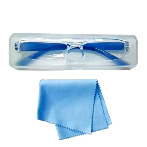 See_World_-_BLUE_Half_Rim_Transparent_Frame,_Reading_Eyeglasses_Eyewear_With_Transparent_Case_And_Cleaning_Cloth