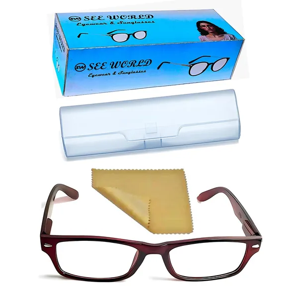 SEE_WORLD_-_Brown_Full_Rim_Frame_With_Spring_Hinges_Reading_Eyeglasses_With_Case_and_Cleaning_Cloth