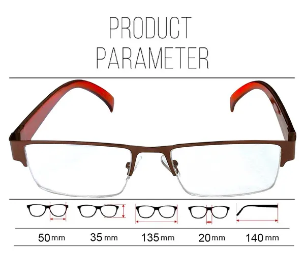 BROWN_Half_Rim_Metal_Frame_Reading_Eyeglasses_with_Hard_Case,_Lens_Cleaner_Brush_Tool,_Cleaning_Cloth_and_Hanging_Dori