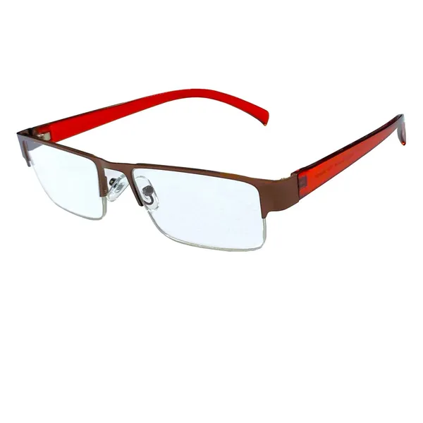 BROWN_Metallic_Half_Rim_Medium_Frame_Reading_Eye_Glasses_With_Hard_Case_And_Cleaning_Cloth