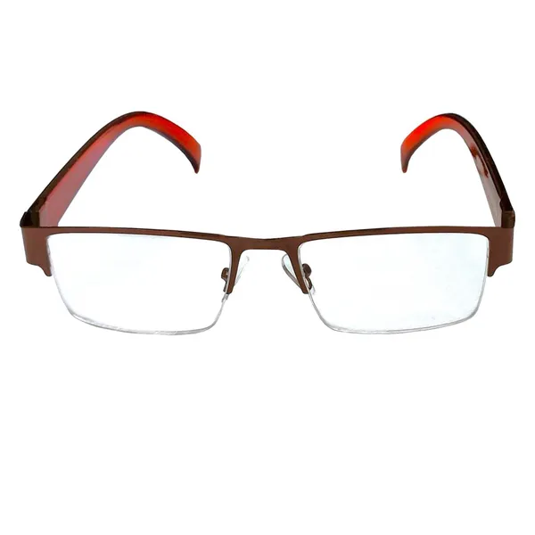 BROWN_Metallic_Half_Rim_Medium_Frame_Reading_Eye_Glasses_With_Hard_Case_And_Cleaning_Cloth