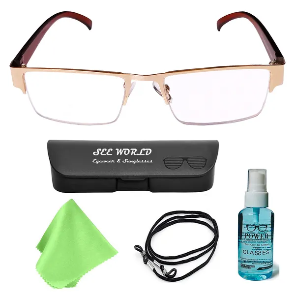 GOLDEN_Half_Rim_Metal_Frame_Reading_Eyeglasses_With_Cover,_Lens_Cleaning_Spray,_Cleaning_Cloth_&_Hanging_Dori
