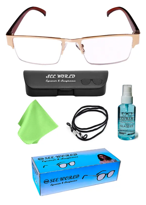 GOLDEN_Half_Rim_Metal_Frame_Reading_Eyeglasses_With_Cover,_Lens_Cleaning_Spray,_Cleaning_Cloth_&_Hanging_Dori