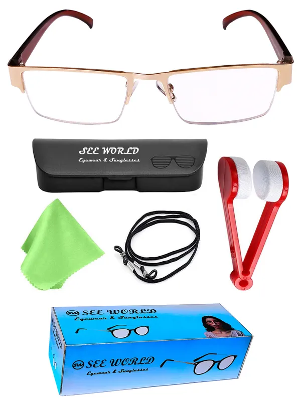 GOLDEN_Half_Rim_Metal_Frame_Reading_Eyeglasses_with_Hard_Case,_Lens_Cleaner_Brush_Tool,_Cleaning_Cloth_and_Hanging_Dori