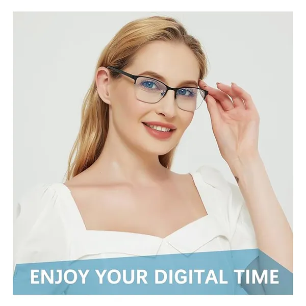 GREY_Half_Rim_Metal_Frame_Reading_Eyeglasses_With_Cover,_Lens_Cleaning_Spray,_Cleaning_Cloth_&_Hanging_Dori
