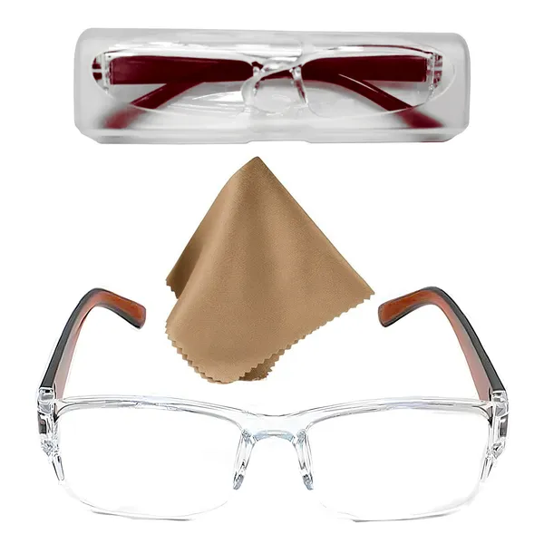 See_World_-_BROWN_Half_Rim_Transparent_Frame,_Reading_Eyeglasses_Eyewear_With_Transparent_Case_And_Cleaning_Cloth