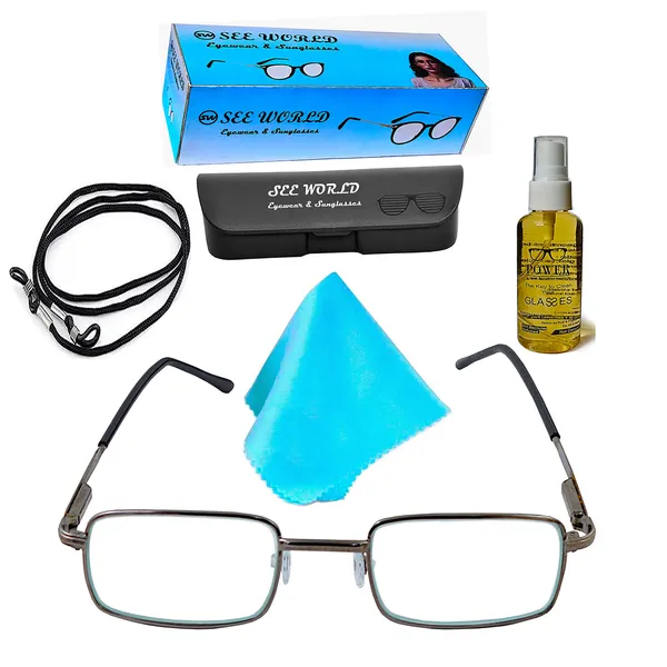See_World_-_GREY_Metallic_Full_Rim_Frame_With_Spring_Hinges_Reading_Eye_Glasses_With_Hard_Case,_Lens_Cleaning_Spray,_Cleaning_Cloth_And_Hanging_Dori