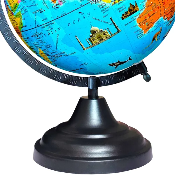 SEE_WORLD_-_Black_Globe,_52_Countries_Trump_Cards,_75_mm_Magnifying_Glass_and_World_Map_Chart_|_12_Inch_Height,_8_Inch_Diameter_(Medium_Size)|_Metallic_Decorative,_Multicolor_Monuments_Map,_Blue_Ocean,_Showpiece_For_Kids_School_College_Home_Offices