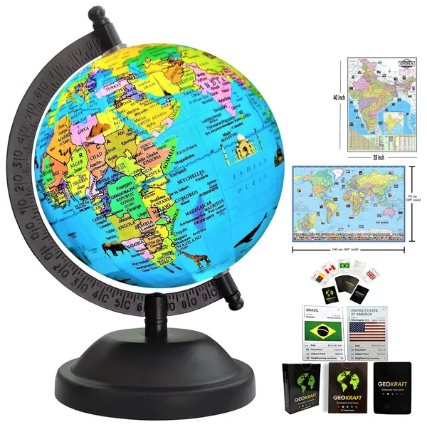 SEE_WORLD_-_Black_Globe,_52_Countries_Trump_Cards,_India_and_World_Map_Charts_|_8_Inch_Height,_5_Inch_Diameter_(Small_Size)|_Metallic_Decorative,_Multicolor_Monuments_Map,_Blue_Ocean,_Showpiece_For_Kids_School_College_Home_Offices
