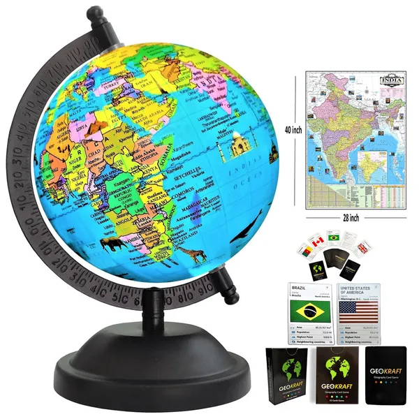 SEE_WORLD_-_Black_Globe,_52_Countries_Trump_Cards_and_India_Map_Chart_|_8_Inch_Height,_5_Inch_Diameter_(Small_Size)|_Metallic_Decorative,_Multicolor_Monuments_Map,_Blue_Ocean,_Showpiece_For_Kids_School_College_Home_Offices