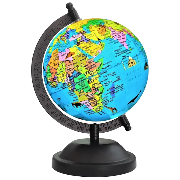 SEE_WORLD_-_Black_Globe,_52_Countries_Trump_Cards_and_India_Map_Chart_|_8_Inch_Height,_5_Inch_Diameter_(Small_Size)|_Metallic_Decorative,_Multicolor_Monuments_Map,_Blue_Ocean,_Showpiece_For_Kids_School_College_Home_Offices