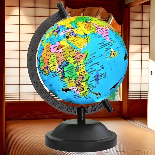 SEE_WORLD_-_Black_Globe,_India_and_World_Map_Charts_|_8_Inch_Height,_5_Inch_Diameter_(Small_Size)|_Metallic_Decorative,_Multicolor_Monuments_Map,_Blue_Ocean,_Showpiece_For_Kids_School_College_Home_Offices