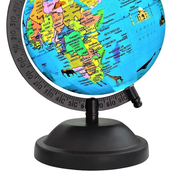 SEE_WORLD_-_Black_Globe_|_8_Inch_Height,_5_Inch_Diameter_(Small_Size)|_Metallic_Decorative,_Multicolor_Monuments_Map,_Blue_Ocean,_Showpiece_For_Kids_School_College_Home_Offices