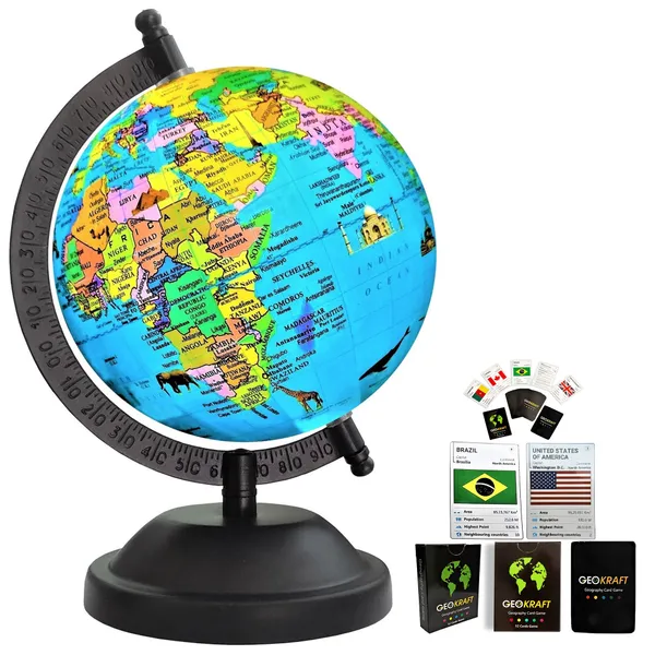 SEE_WORLD_-_Black_Globe_and_52_Countries_Trump_Cards_|_8_Inch_Height,_5_Inch_Diameter_(Small_Size)|_Metallic_Decorative,_Multicolor_Monuments_Map,_Blue_Ocean,_Showpiece_For_Kids_School_College_Home_Offices