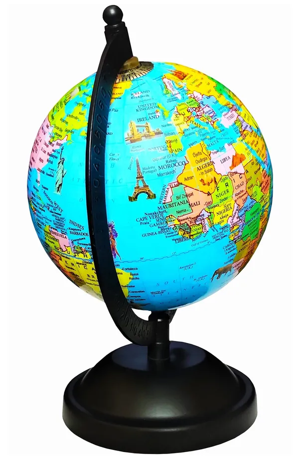 SEE_WORLD_-_Black_Globe_and_India_Map_Chart_|_8_Inch_Height,_5_Inch_Diameter_(Small_Size)|_Metallic_Decorative,_Multicolor_Monuments_Map,_Blue_Ocean,_Showpiece_For_Kids_School_College_Home_Offices