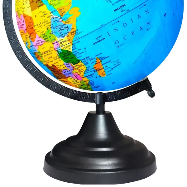 SEE_WORLD_-_Black_Globe_and_World_Map_Chart_|_12_Inch_Height,_8_Inch_Diameter_(Medium_Size)|_Metallic_Decorative,_Multicolor_Map,_Blue_Ocean,_Showpiece_For_Kids_School_College_Home_Offices