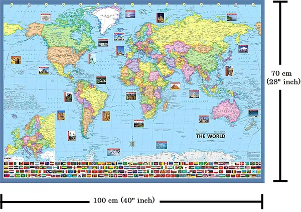 SEE_WORLD_-_Black_Globe_and_World_Map_Chart_|_8_Inch_Height,_5_Inch_Diameter_(Small_Size)|_Metallic_Decorative,_Multicolor_Monuments_Map,_Blue_Ocean,_Showpiece_For_Kids_School_College_Home_Offices