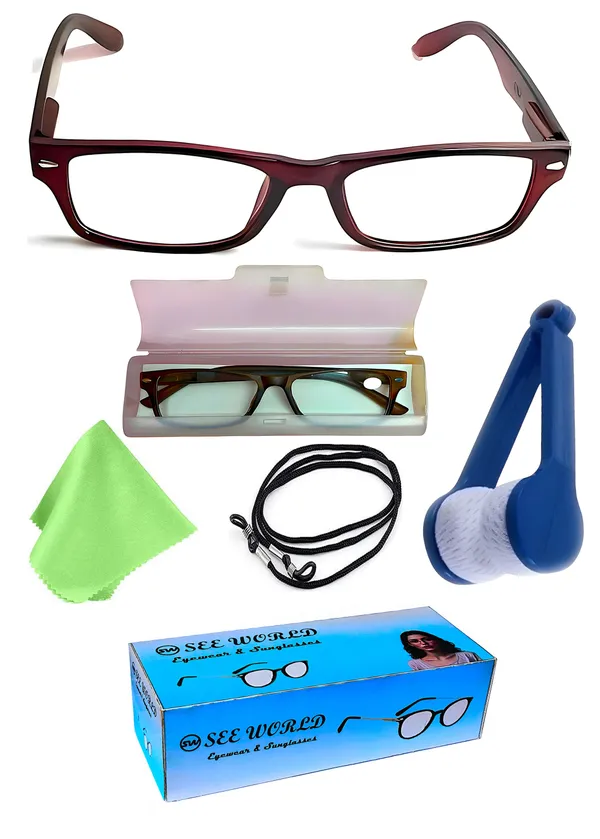 SEE_WORLD_-_Brown_Full_Rim_Frame_With_Spring_Hinges_Reading_Eyeglasses_With_Lens_Cleaner_Brush_Tool,_Hard_Case,_Cleaning_Cloth_And_Hanging_Dori