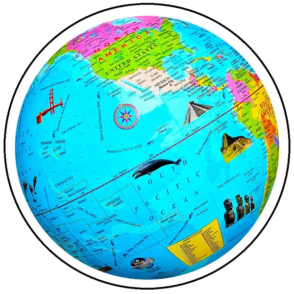SEE_WORLD_-_Silver_Steel_Chrome_Globe,_52_Countries_Trump_Cards,_75_mm_Magnifying_Glass,_India_and_World_Map_Charts_|_12_Inch_Height,_8_Inch_Diameter_(Medium_Size)|_Metallic_Decorative,_Multicolor_Monuments_Map,_Blue_Ocean,_Showpiece_For_Kids_School_College_Home_Offices