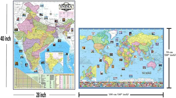 SEE_WORLD_-_Silver_Steel_Chrome_Globe,_India_and_World_Map_Charts_|_12_Inch_Height,_8_Inch_Diameter_(Medium_Size)|_Metallic_Decorative,_Multicolor_Monuments_Map,_Blue_Ocean,_Showpiece_For_Kids_School_College_Home_Offices