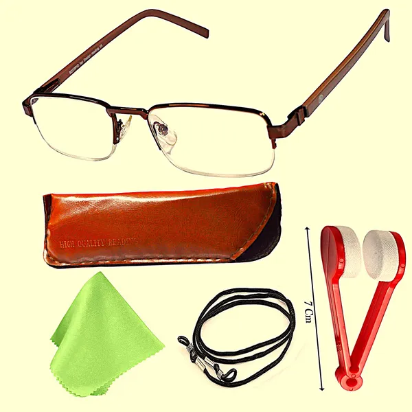 See_World_-_BROWN_Half_Rim_Metal_Frame_Reading_Eyeglasses_With_Spring_Hinges,_Lens_Cleaner_Brush_Tool,_Soft_Cover,_Cleaning_Cloth_&_Hanging_Dori