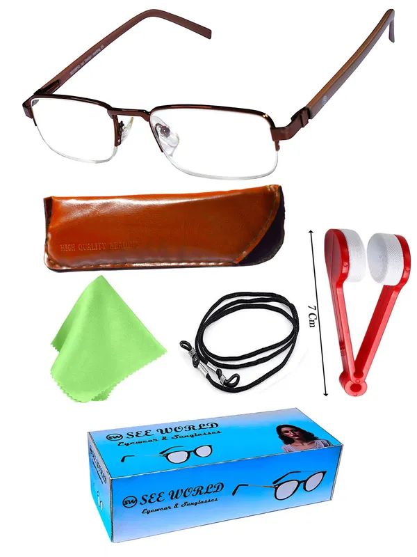 See_World_-_BROWN_Half_Rim_Metal_Frame_Reading_Eyeglasses_With_Spring_Hinges,_Lens_Cleaner_Brush_Tool,_Soft_Cover,_Cleaning_Cloth_&_Hanging_Dori