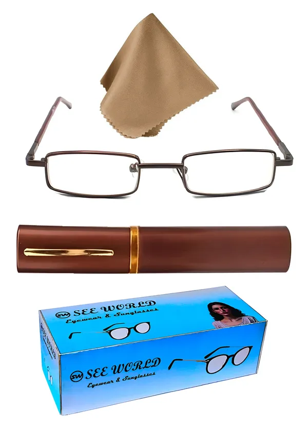 See_World_-_BROWN_Full_Rim_Metal_Frame_Pen_Type_Metal_Case_Compact_Reading_Eye_Glasses_Light_Weight_with_Eye_Protection_and_No_Eye_Strain_for_Men_Women_with_Micro_Fiber_Cleaning_Cloth