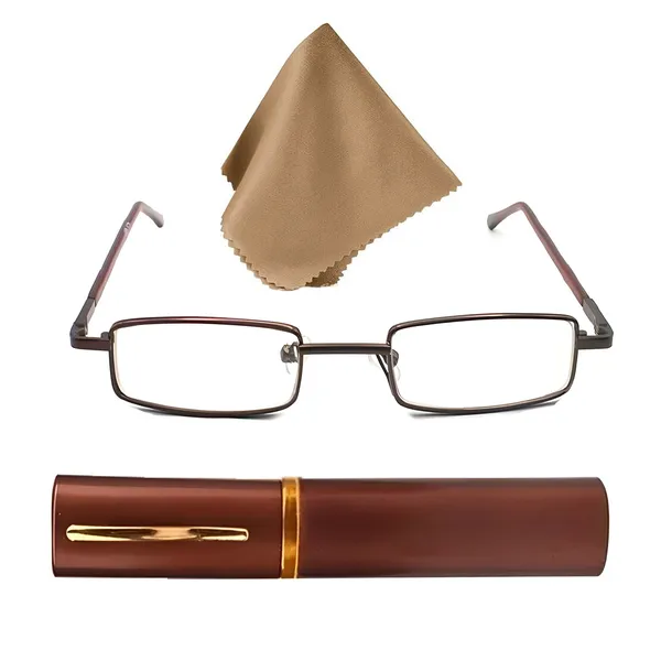 See_World_-_BROWN_Full_Rim_Metal_Frame_Pen_Type_Metal_Case_Compact_Reading_Eye_Glasses_Light_Weight_with_Eye_Protection_and_No_Eye_Strain_for_Men_Women_with_Micro_Fiber_Cleaning_Cloth