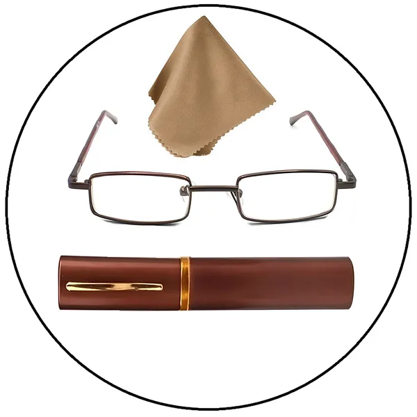 See_World_-_BROWN_Full_Rim_Metal_Frame_Pen_Type_Metal_Case_Compact_Reading_Eye_Glasses_Light_Weight_with_Eye_Protection_and_No_Eye_Strain_for_Men_Women_with_Micro_Fiber_Cleaning_Cloth
