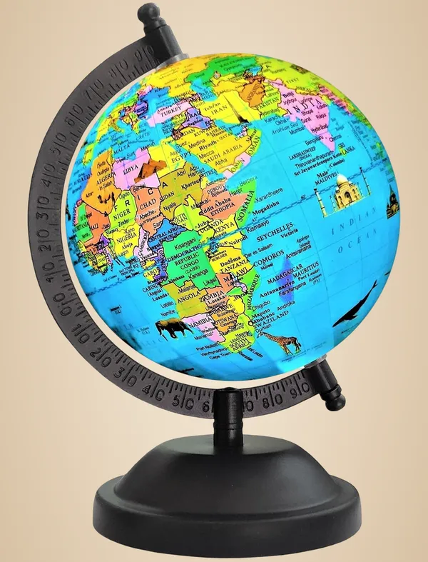 SEE_WORLD_-_Black_Metallic_Steel_Arc_And_Base_Globe_|_8_Inch_Height,_5_Inch_Diameter_|_Multicolor_Monuments_Map,_Ocean_For_Kids_School_College_Home_Offices