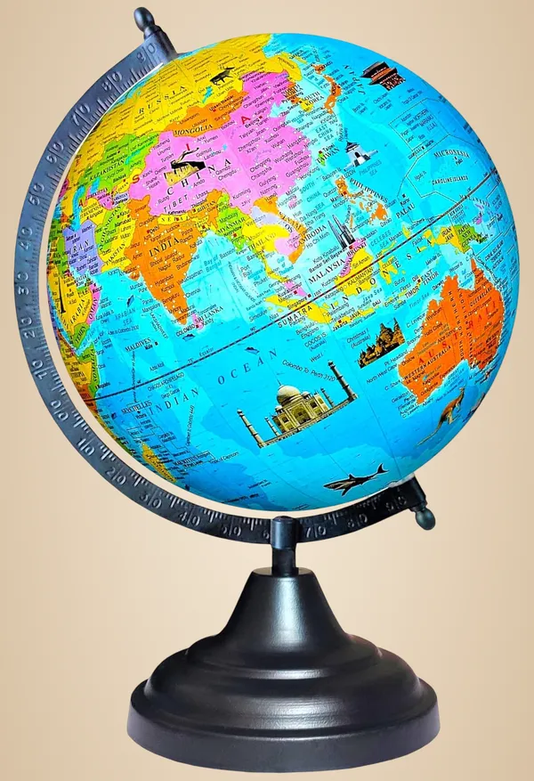 SEE_WORLD_-_Black_Globe_|_12_Inch_Height,_8_Inch_Diameter_(Medium_Size)|_Metallic_Decorative,_Multicolor_Monuments_Map,_Blue_Ocean,_Showpiece_For_Kids_School_College_Home_Offices