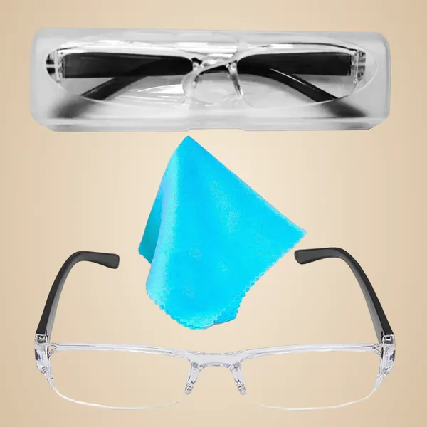 See_World_-_BLACK_Half_Rim_Transparent_Frame,_Reading_Eyeglasses_With_Transparent_Case_And_Cleaning_Cloth