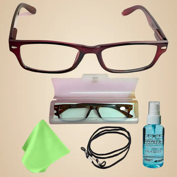 SEE_WORLD_-_Brown_Full_Rim_Frame_With_Spring_Hinges_Reading_Eyeglasses_With_Case,_Lens_Cleaning_Spray,_Cleaning_Cloth_&_Hanging_Dori