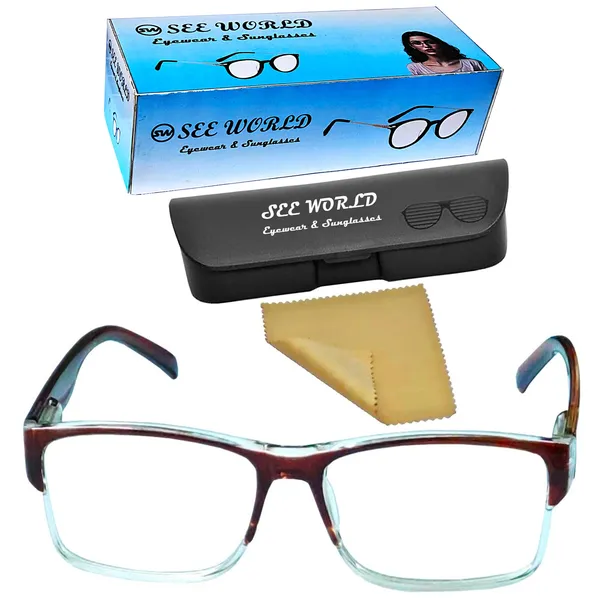 See_World_-_BROWN_Full_Rim_Frame_Reading_Eye_Glasses_With_Hard_Case_&_Cleaning_Cloth