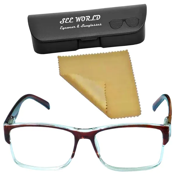 See_World_-_BROWN_Full_Rim_Frame_Reading_Eye_Glasses_With_Hard_Case_&_Cleaning_Cloth