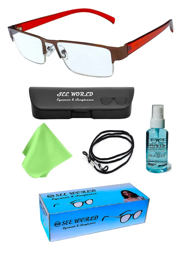 Brown_Half_Rim_Metal_Frame_Reading_Eyeglasses_With_Cover,_Lens_Cleaning_Spray,_Cleaning_Cloth_&_Hanging_Dori