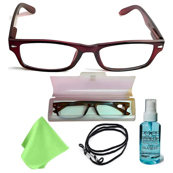 SEE_WORLD_-_Brown_Full_Rim_Frame_With_Spring_Hinges_Reading_Eyeglasses_With_Transparent_Case,_Lens_Cleaning_Spray,_Cleaning_Cloth_&_Hanging_Dori