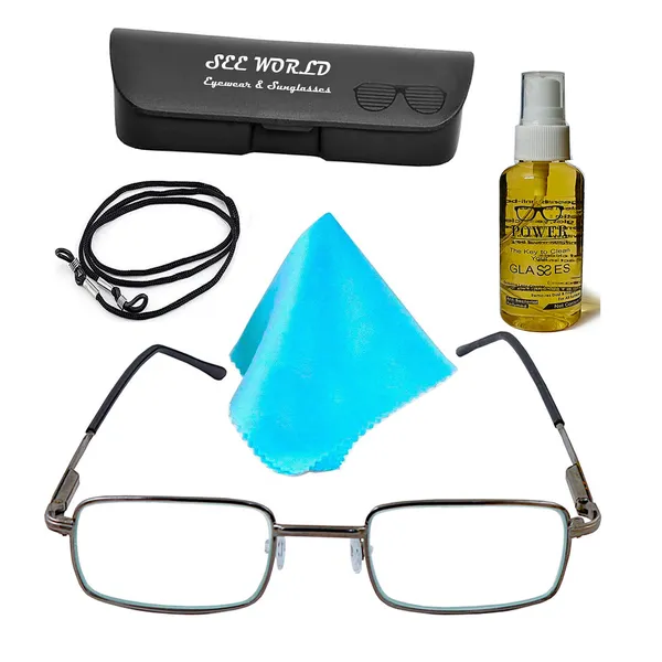 See_World_-_GREY_Metallic_Full_Rim_Frame_With_Spring_Hinges_Reading_Eye_Glasses_With_Hard_Case,_Lens_Cleaning_Spray,_Cleaning_Cloth_And_Hanging_Dori
