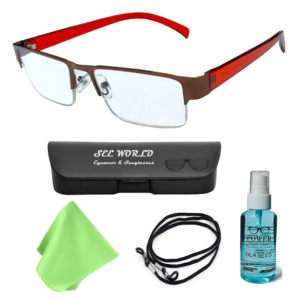 Brown_Half_Rim_Metal_Frame_Reading_Eyeglasses_With_Cover,_Lens_Cleaning_Spray,_Cleaning_Cloth_&_Hanging_Dori