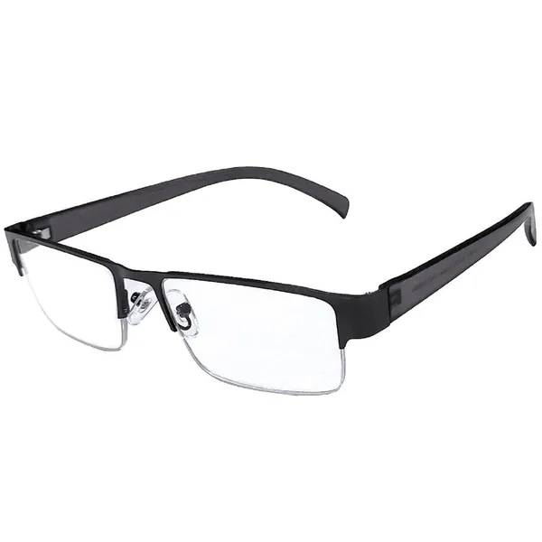 Gun_Metal_Grey_Metallic_Half_Rim_Medium_Frame_Reading_Eye_Glasses_With_Hard_Case_And_Cleaning_Cloth