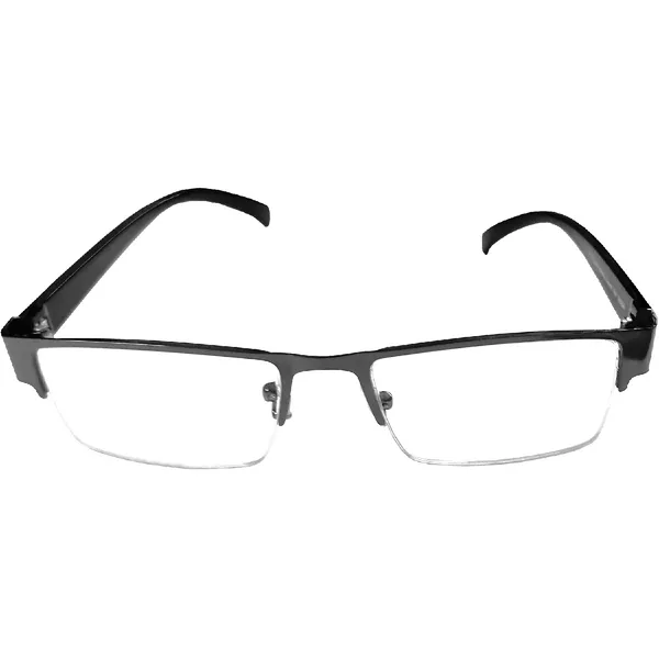 Gun_Metal_Grey_Metallic_Half_Rim_Medium_Frame_Reading_Eye_Glasses_With_Hard_Case_And_Cleaning_Cloth