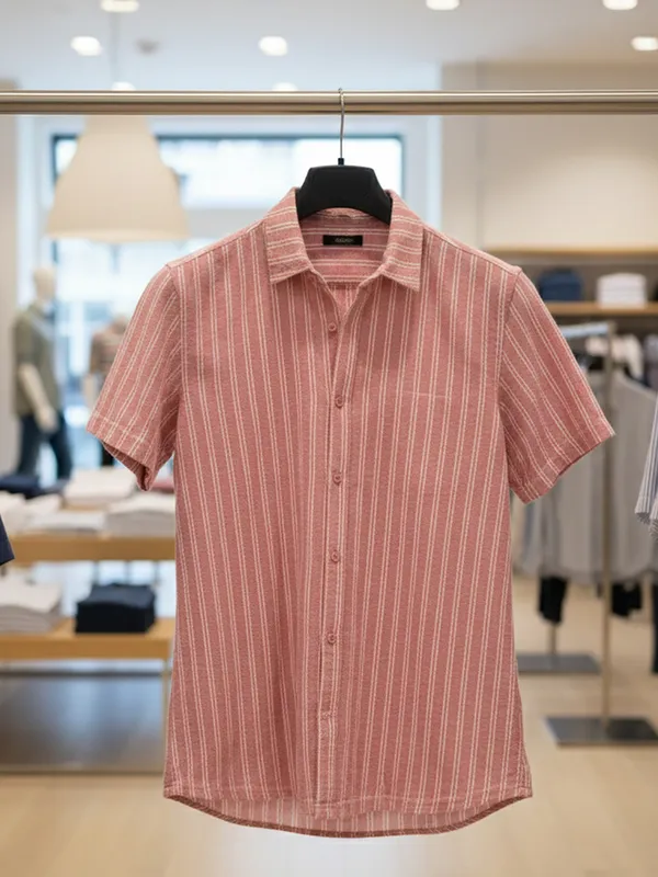 Pink_Cotton_Rich_Fabric_Shirt_Jaquard_Knit_For_Men