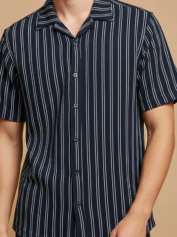 Black_Cotton_Rich_Fabric_Shirt_Jaquard_Knit_For_Men