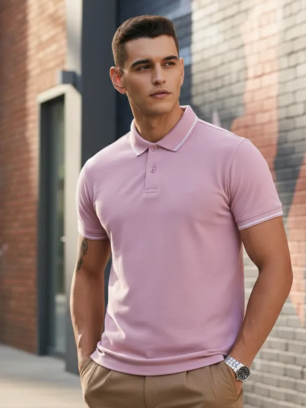 Pink_Polo_Cotton_Tshirt_For_Men