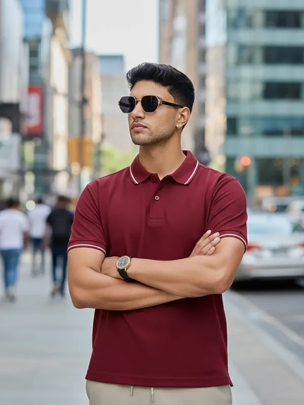 Maroon_Techno_Polo_Cotton__Tshirt_For_Men