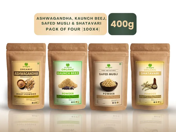 Ashwagandha,_Safed_White_Musli,_Kaunch_Beed,_Shatavari_Powder_(4_x_100_g)_Combo_(Pack_of_4,_400_g)