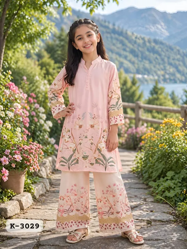 Pink_Floral_Printed_Satin_Kids_Co-ord_Set