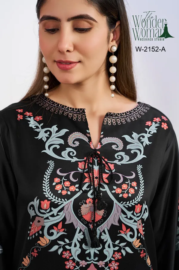 Black_Satin_Printed_Dress_With_Dupatta
